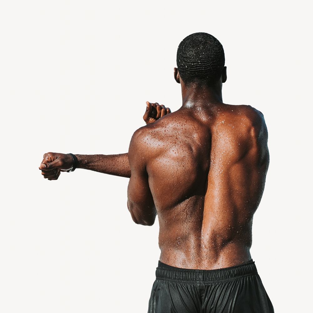 Fit man stretching isolated image