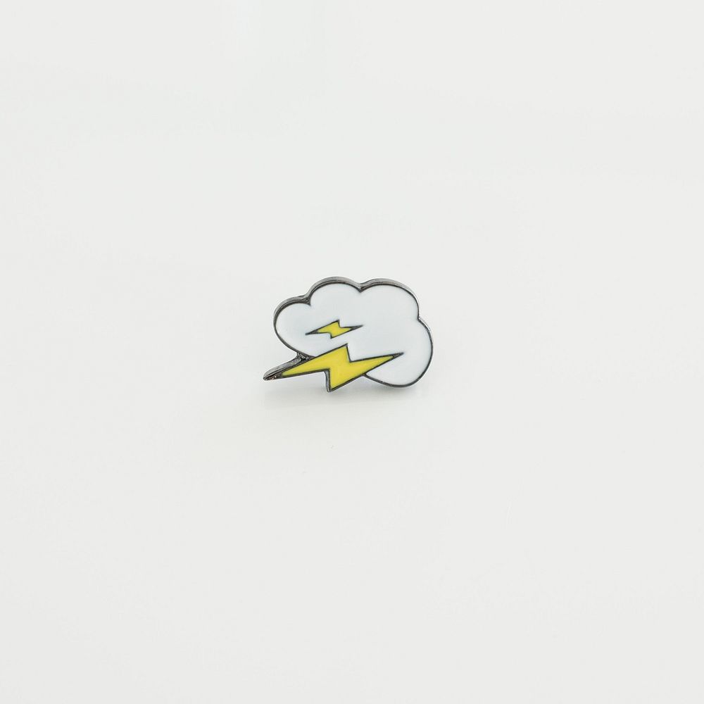 Lightning bolt lapel pin product photo.