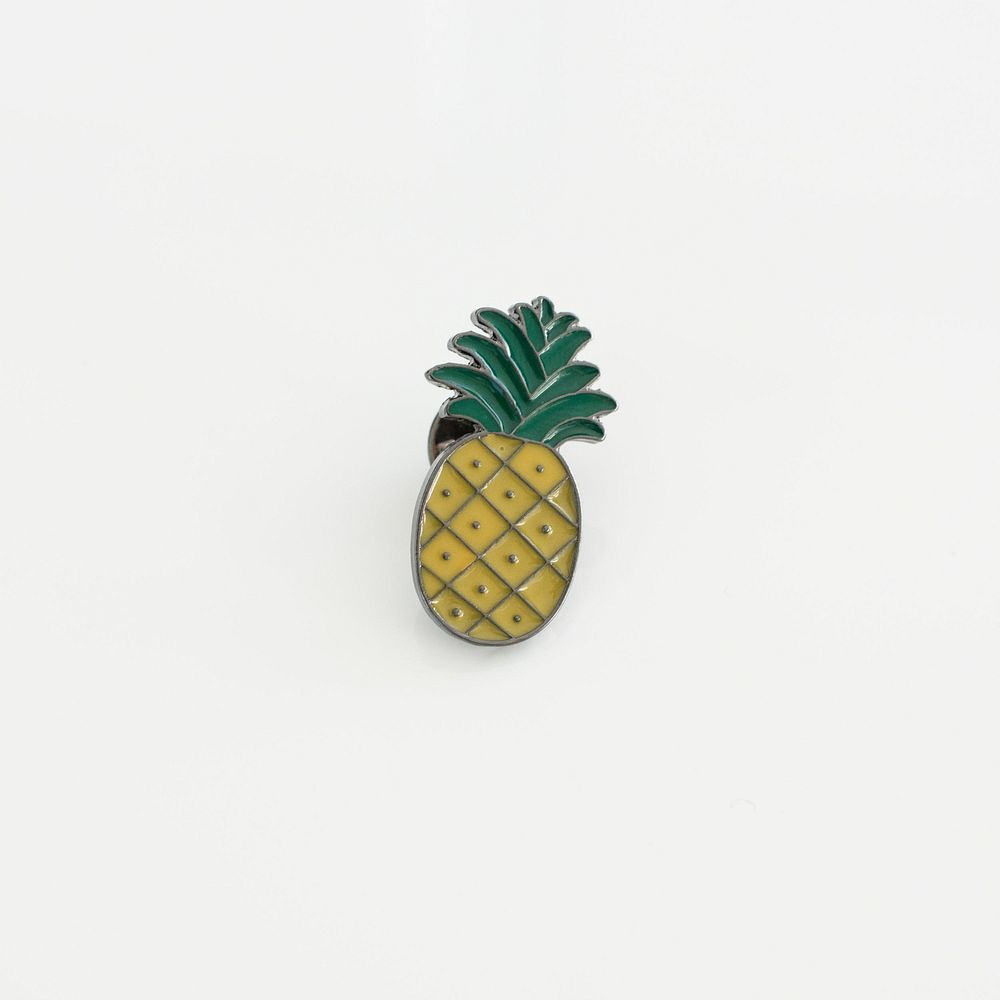 Pineapple soft enamel lapel pin product photo.