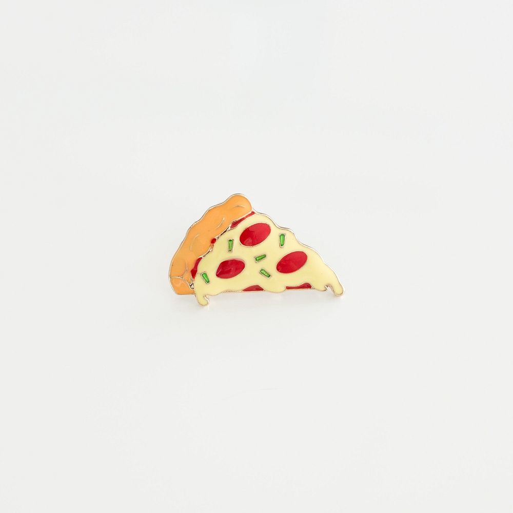 Pizza lapel pin product photo.