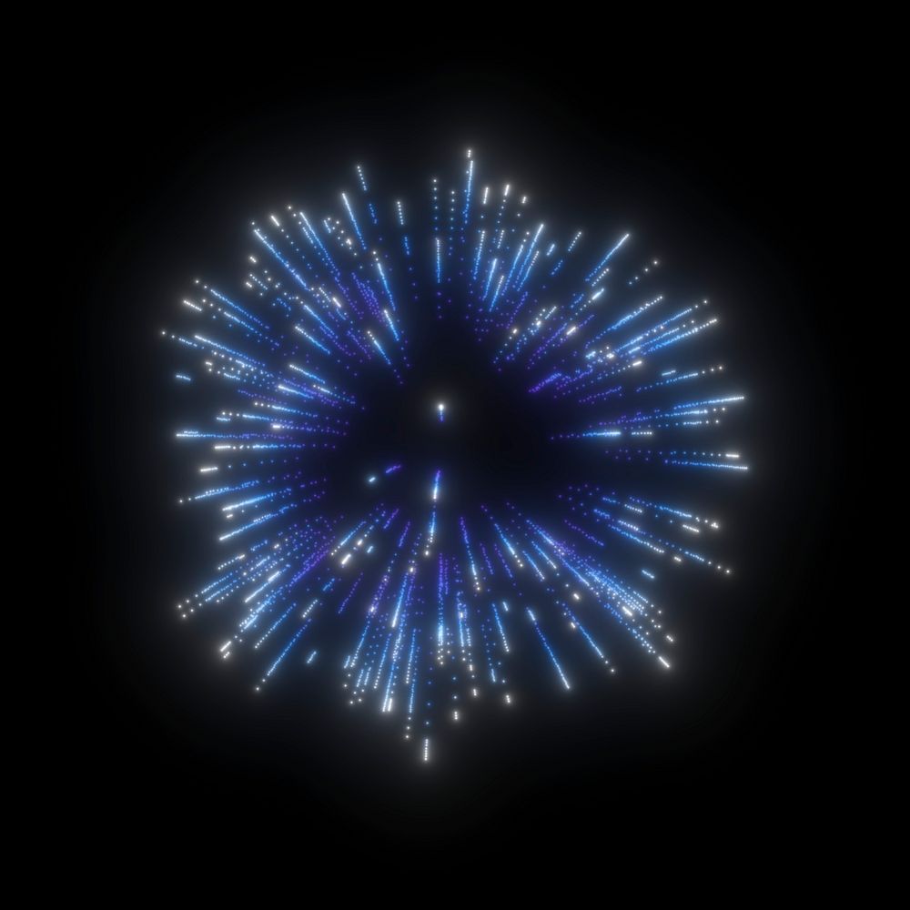 Blue firework collage element psd