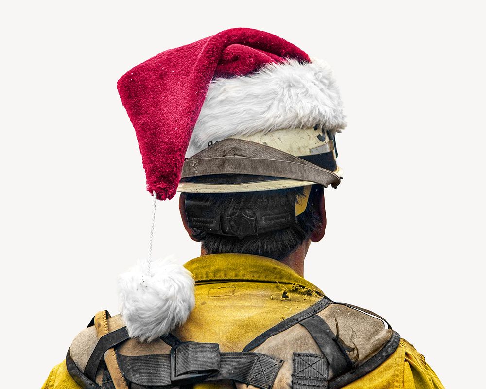 Christmas firefighter isolated image