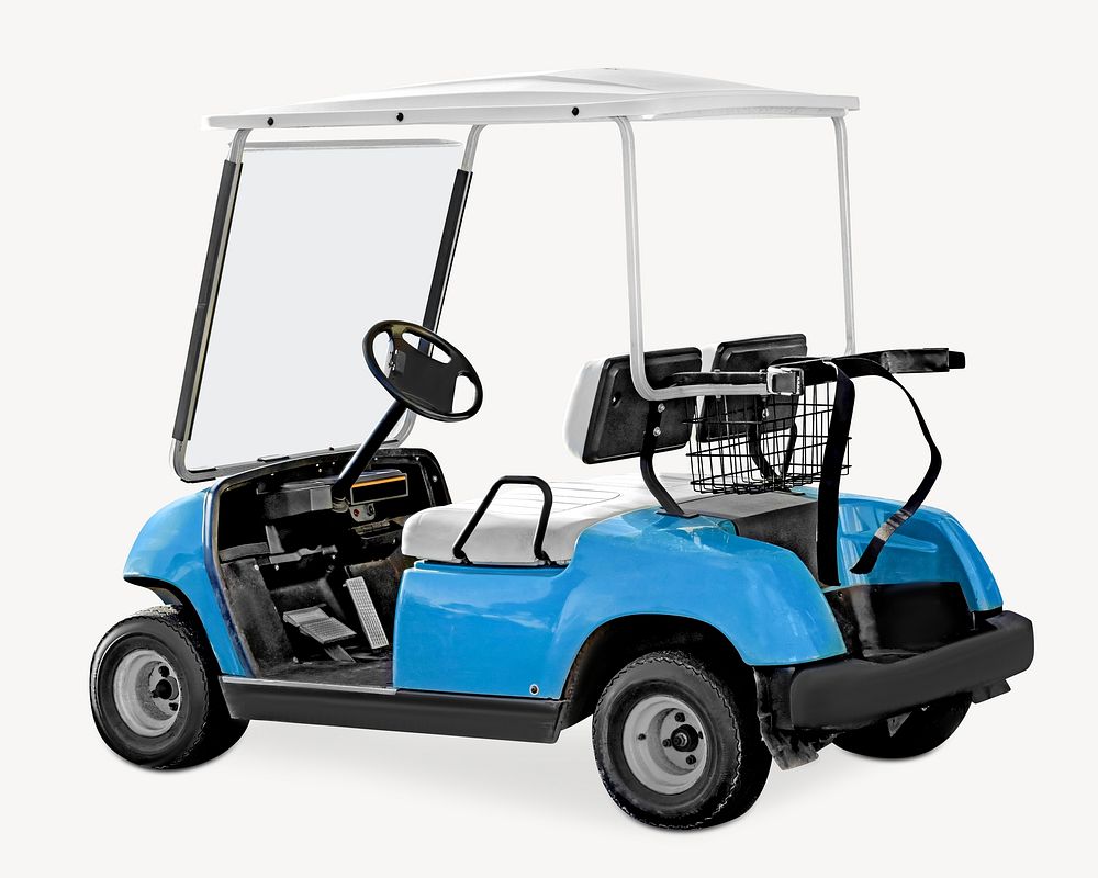 Blue golf car, isolated object