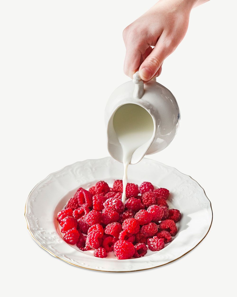 Milk raspberries design element psd
