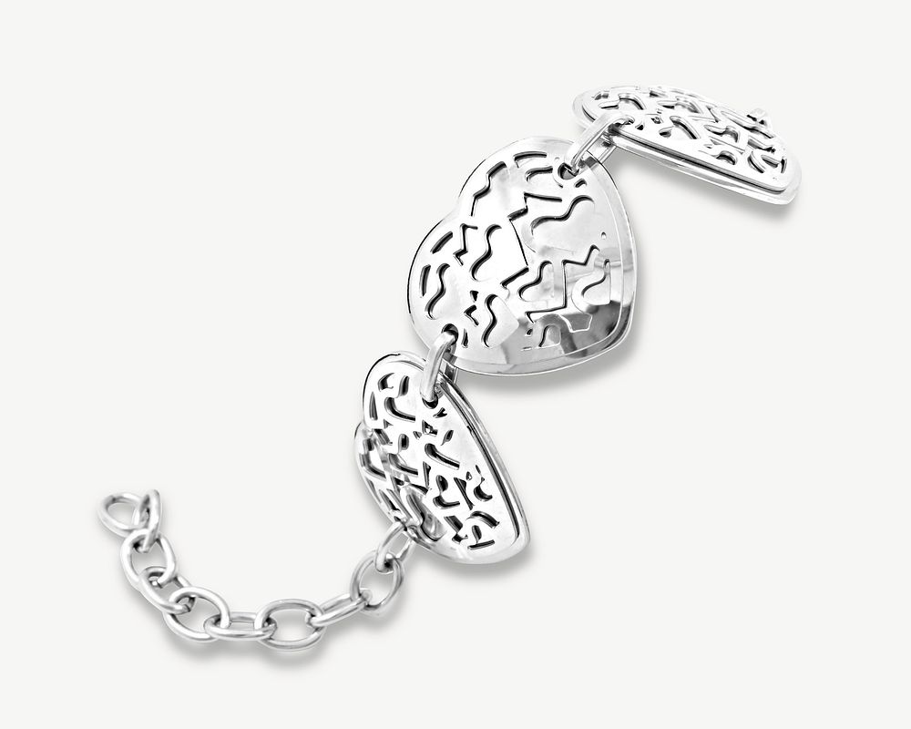 Heart locker pendant silver jewelry collage element psd