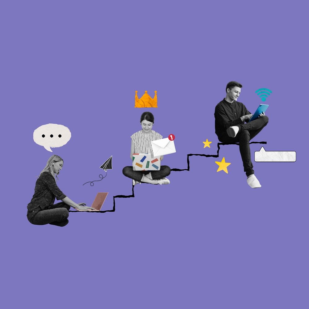 Online communication people, creative collage