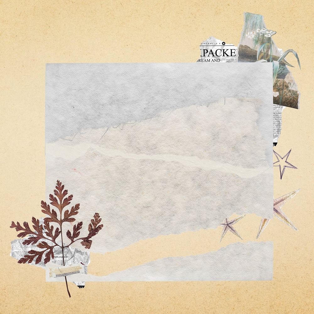 Aesthetic torn paper craft collage