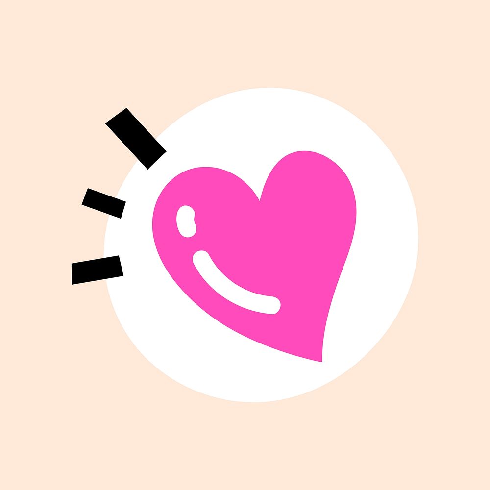 Pink heart, funky collage element, vector
