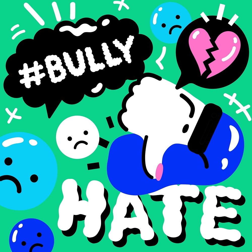 Anti-cyberbullying funky illustration background