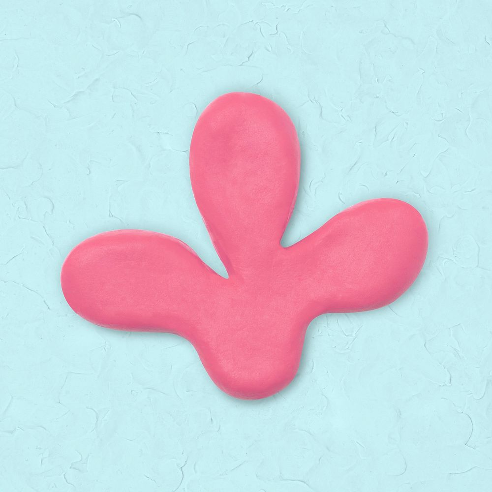 Pink flower shape clay collage element psd
