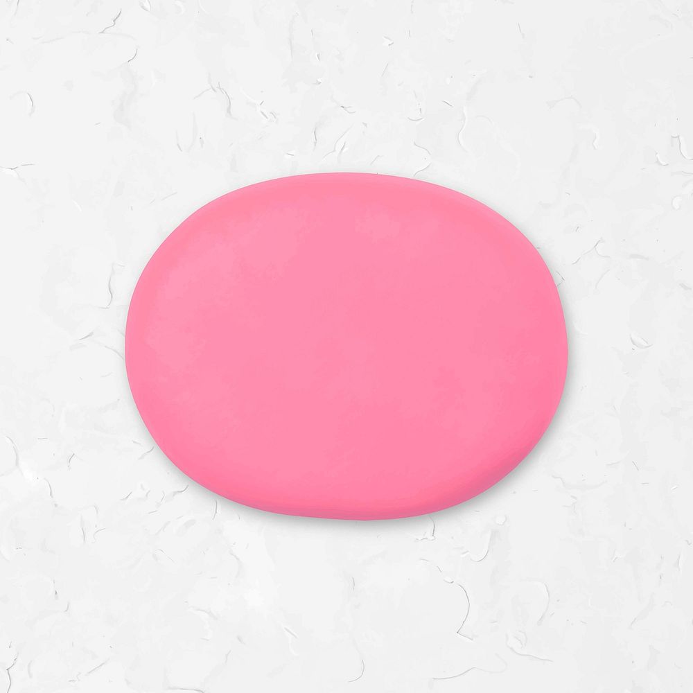 Pink round shape clay badge collage element vector