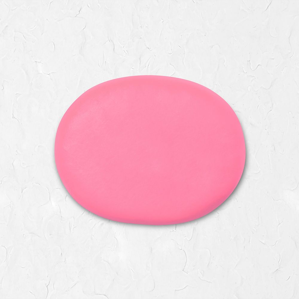 Pink round shape clay badge collage element psd