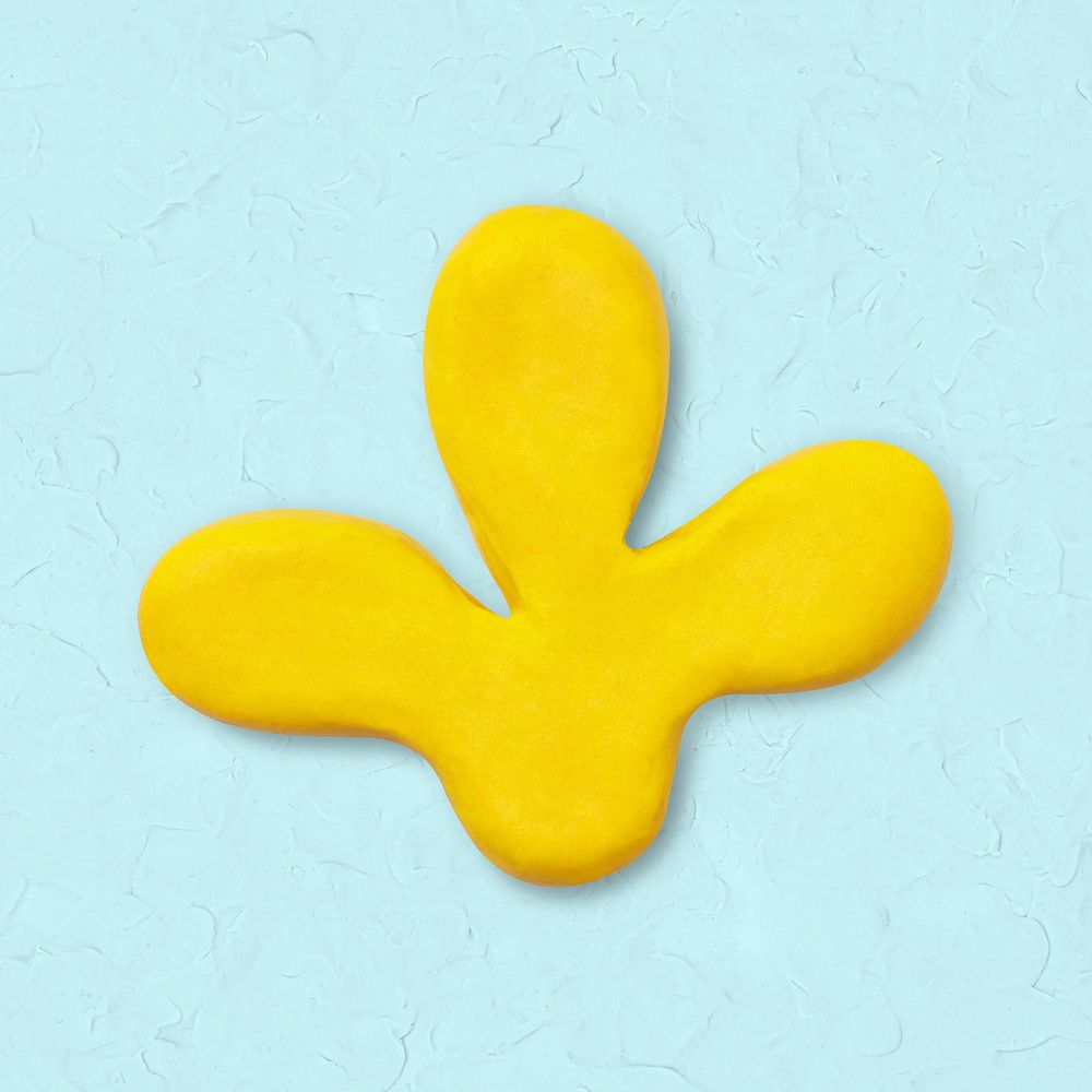 Yellow flower shape clay collage element psd
