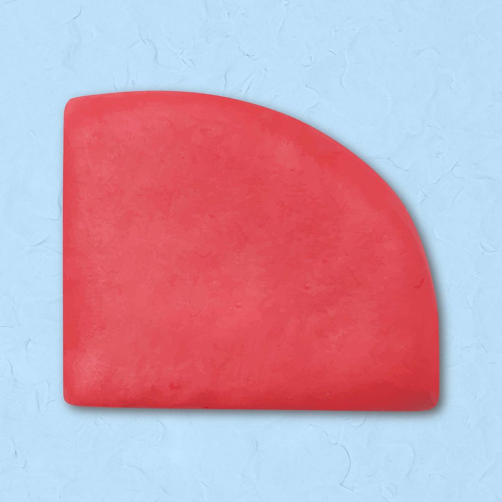 Red quarter shape clay textured collage element vector