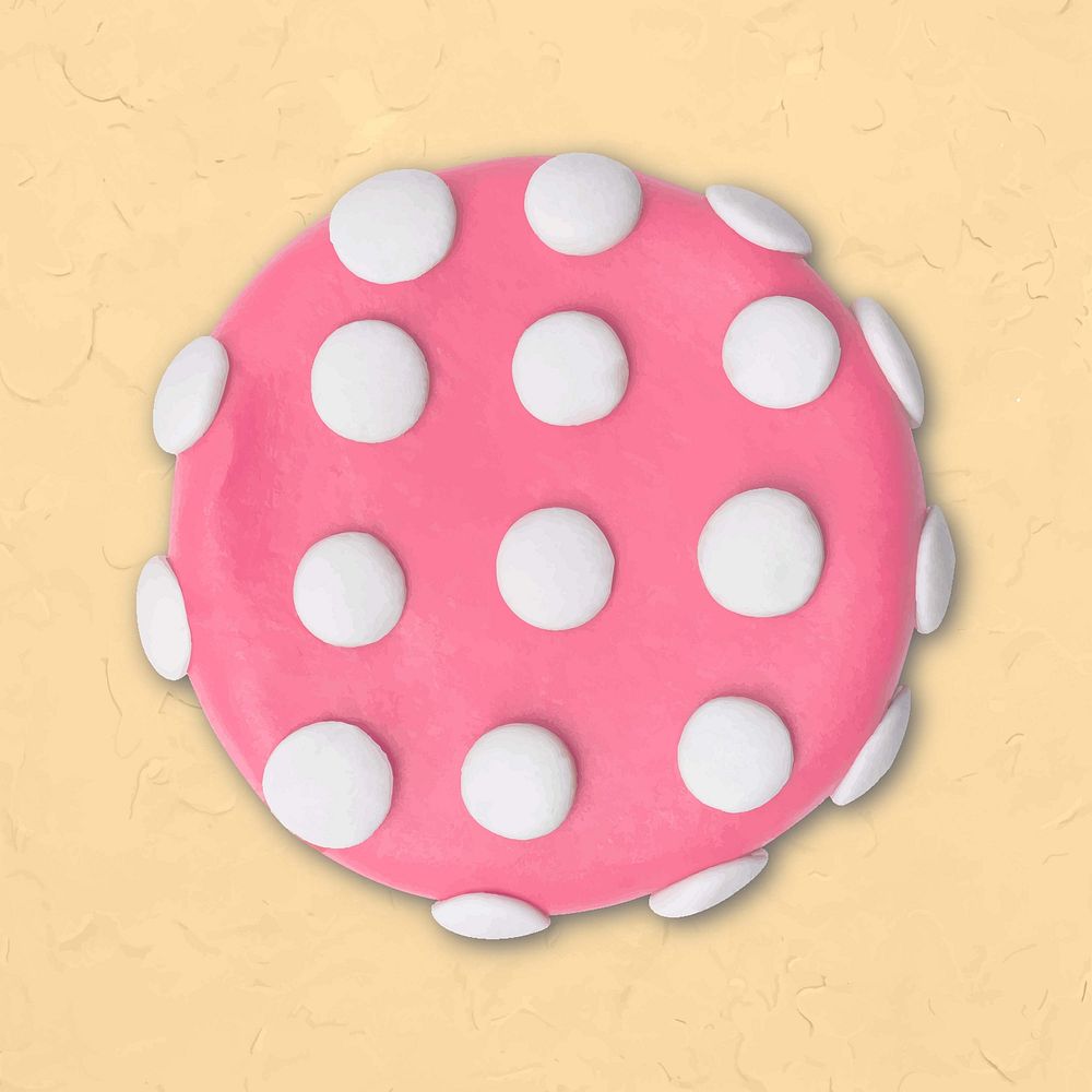 Round shape dotted clay textured collage element vector