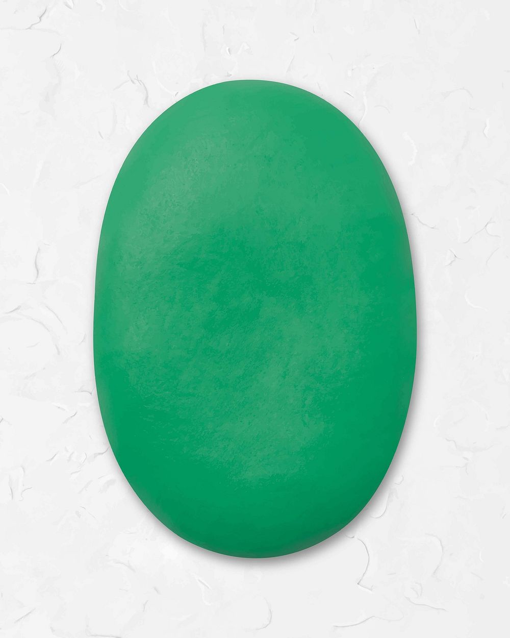 Green oval shape clay textured collage element vector