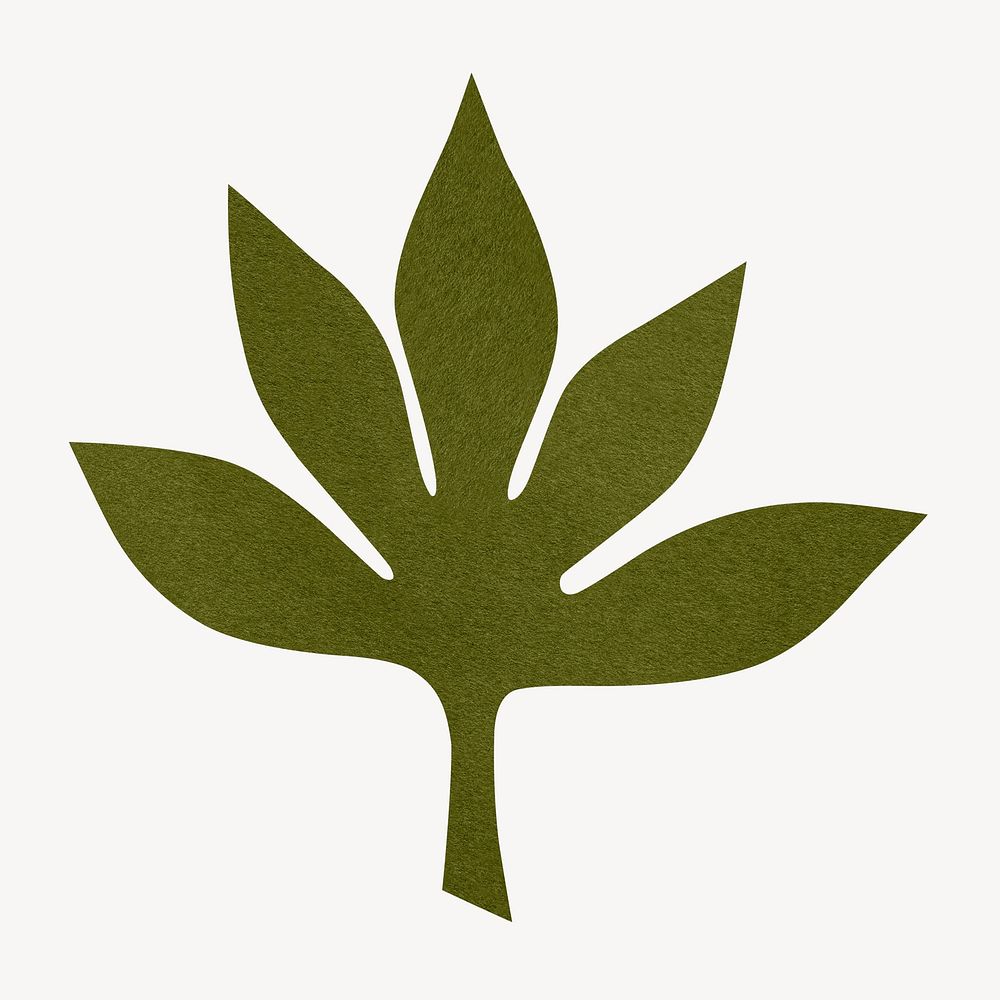 Green chestnut leaf, paper craft element psd