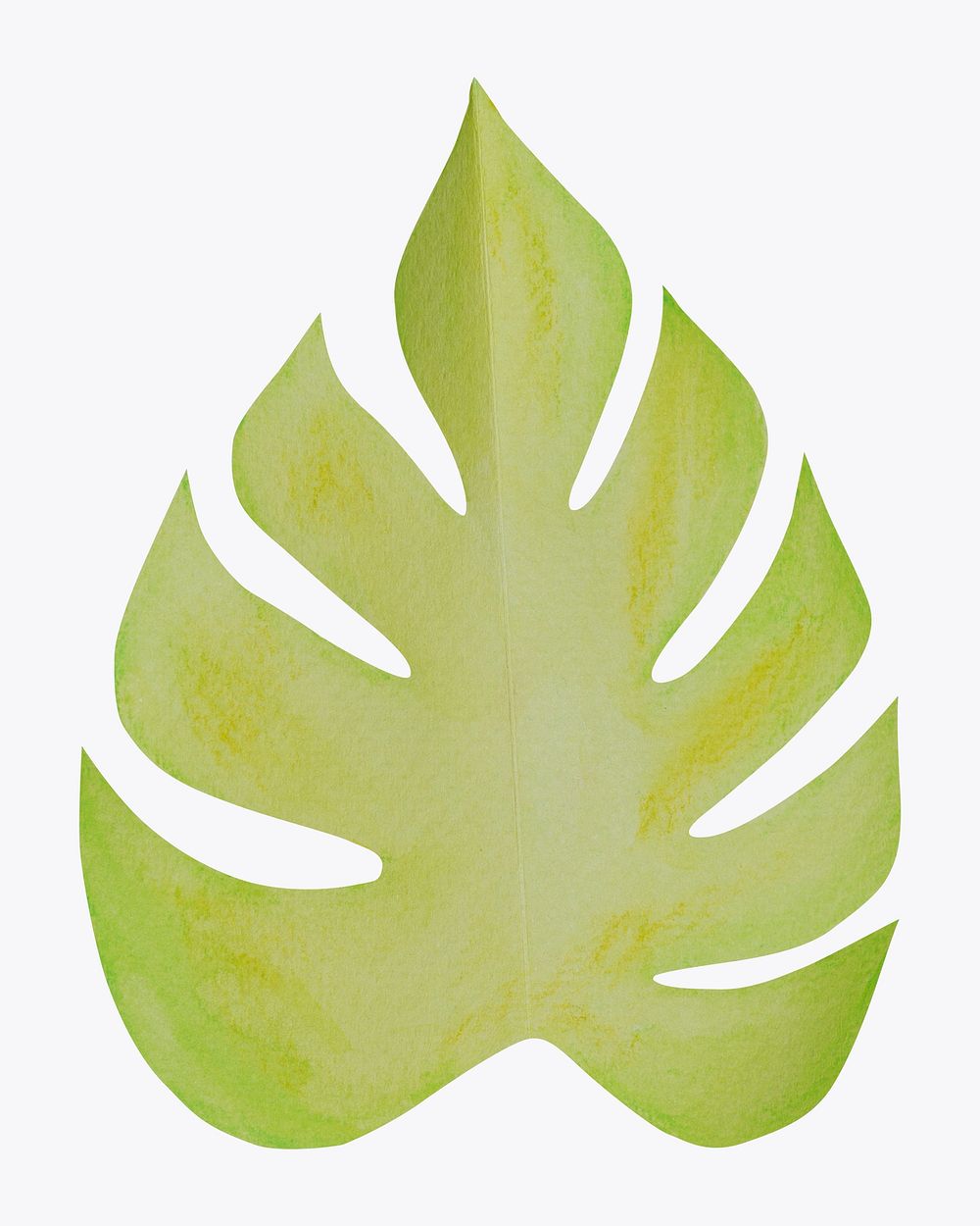 Green monstera leaf, paper craft element psd