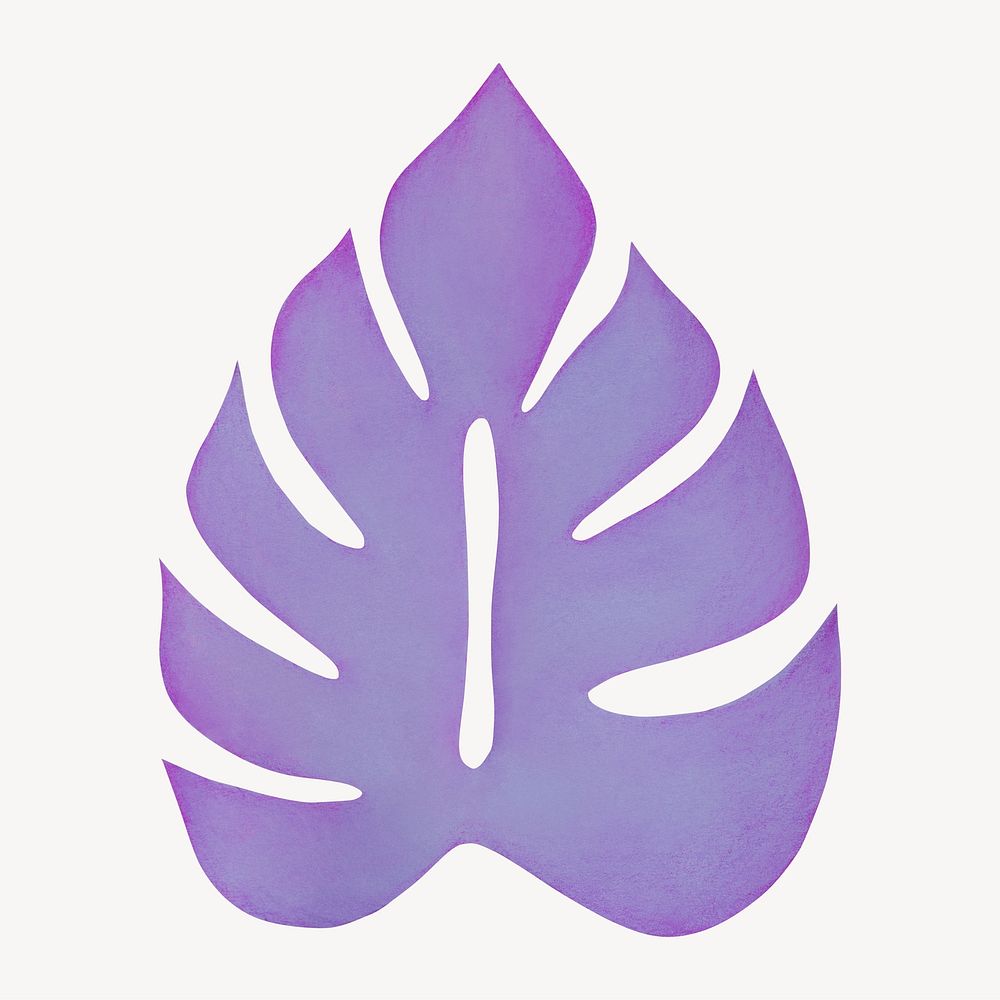 Purple monstera leaf, paper craft element psd