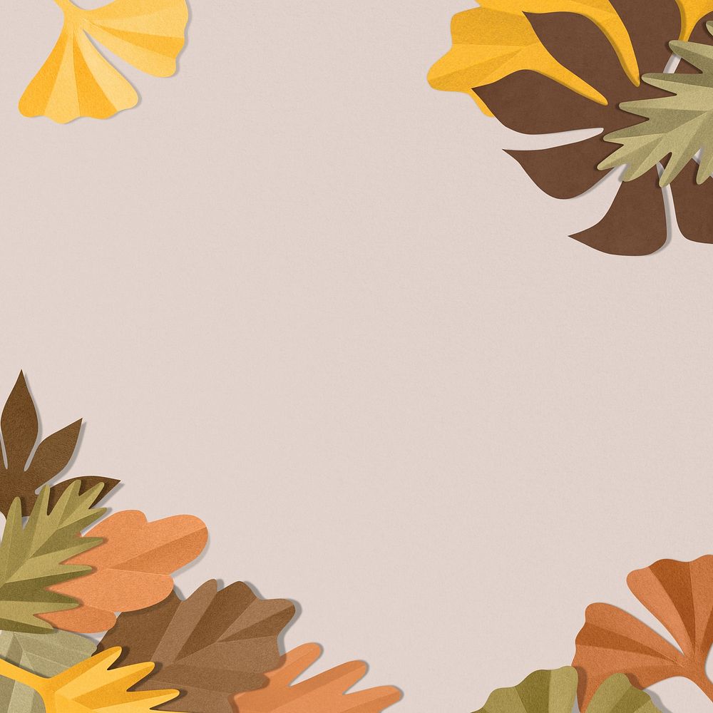 Brown paper craft leaf frame background