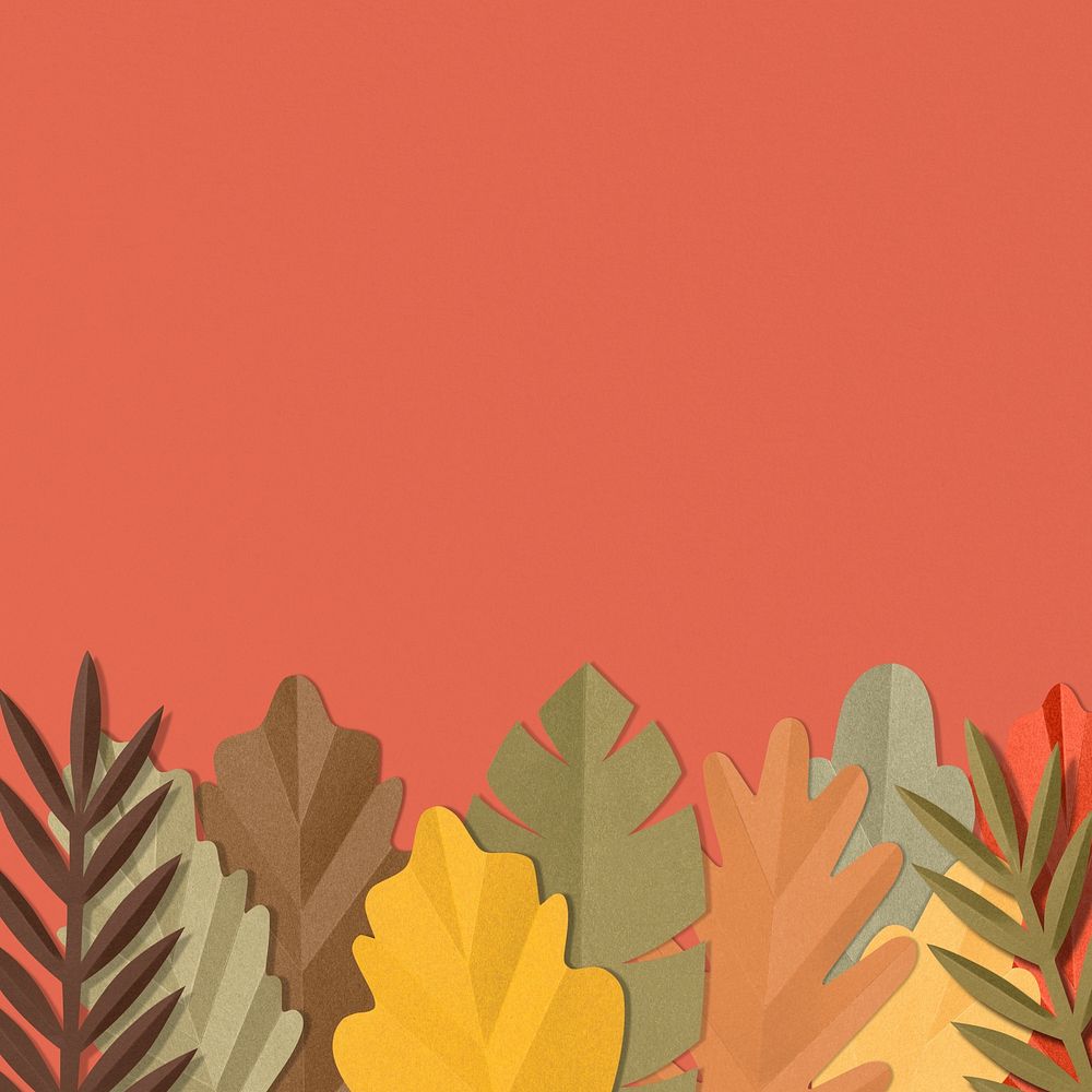 Orange paper craft leaf border background