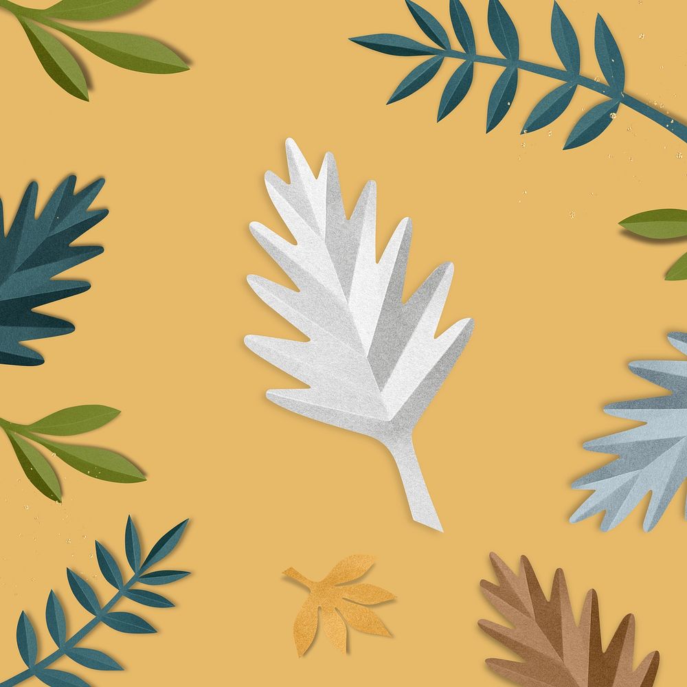 Beige paper craft leaf background