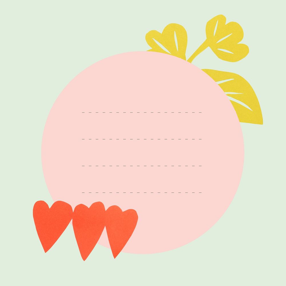 Round pink paper note on pastel green background