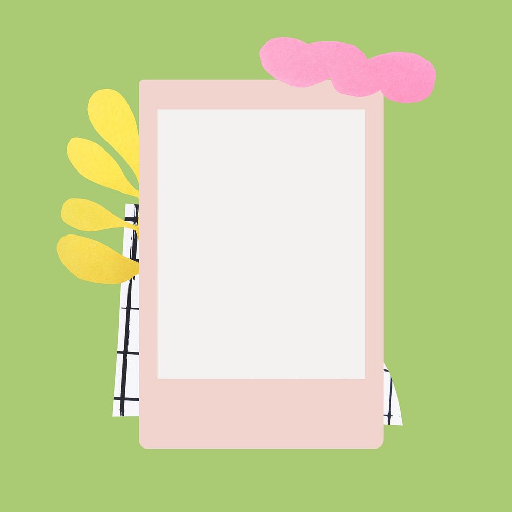Pink frame with cute abstract design, green background
