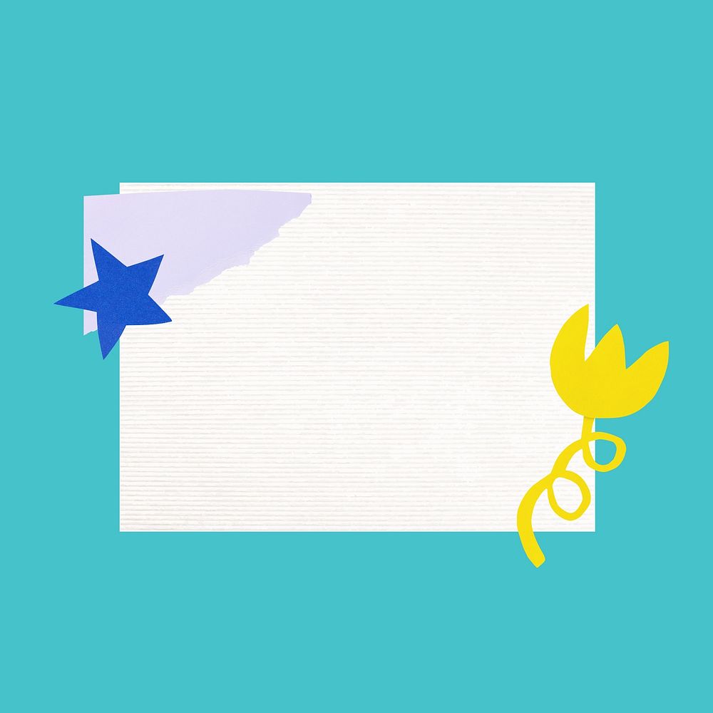 White rectangle on blue background, cute colorful design