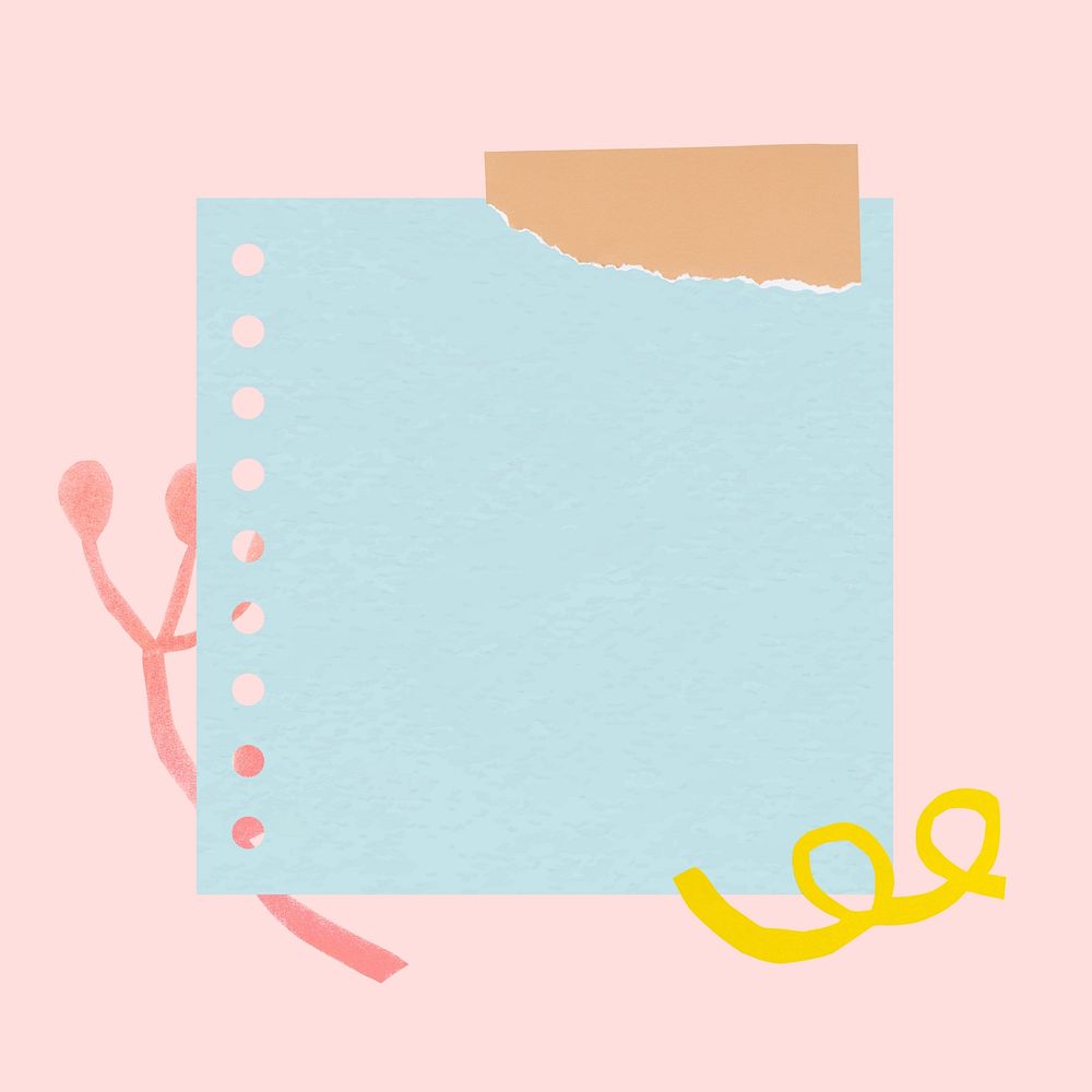 Blue paper note on pink background, cute colorful design