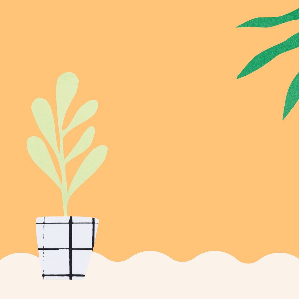 Simple plant doodles on orange background