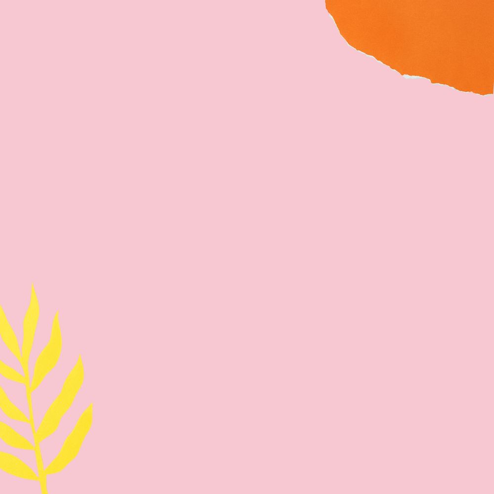 Pastel pink paper background with plant doodle design