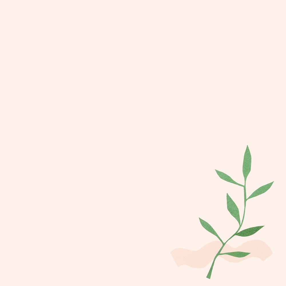 Cute plant doodles on simple pastel background