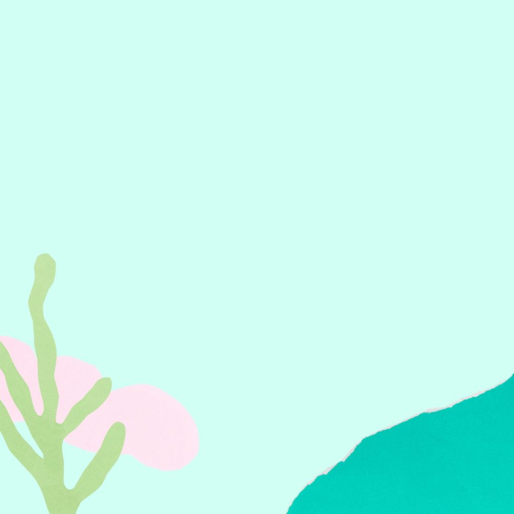 Blue paper background with plant doodle design