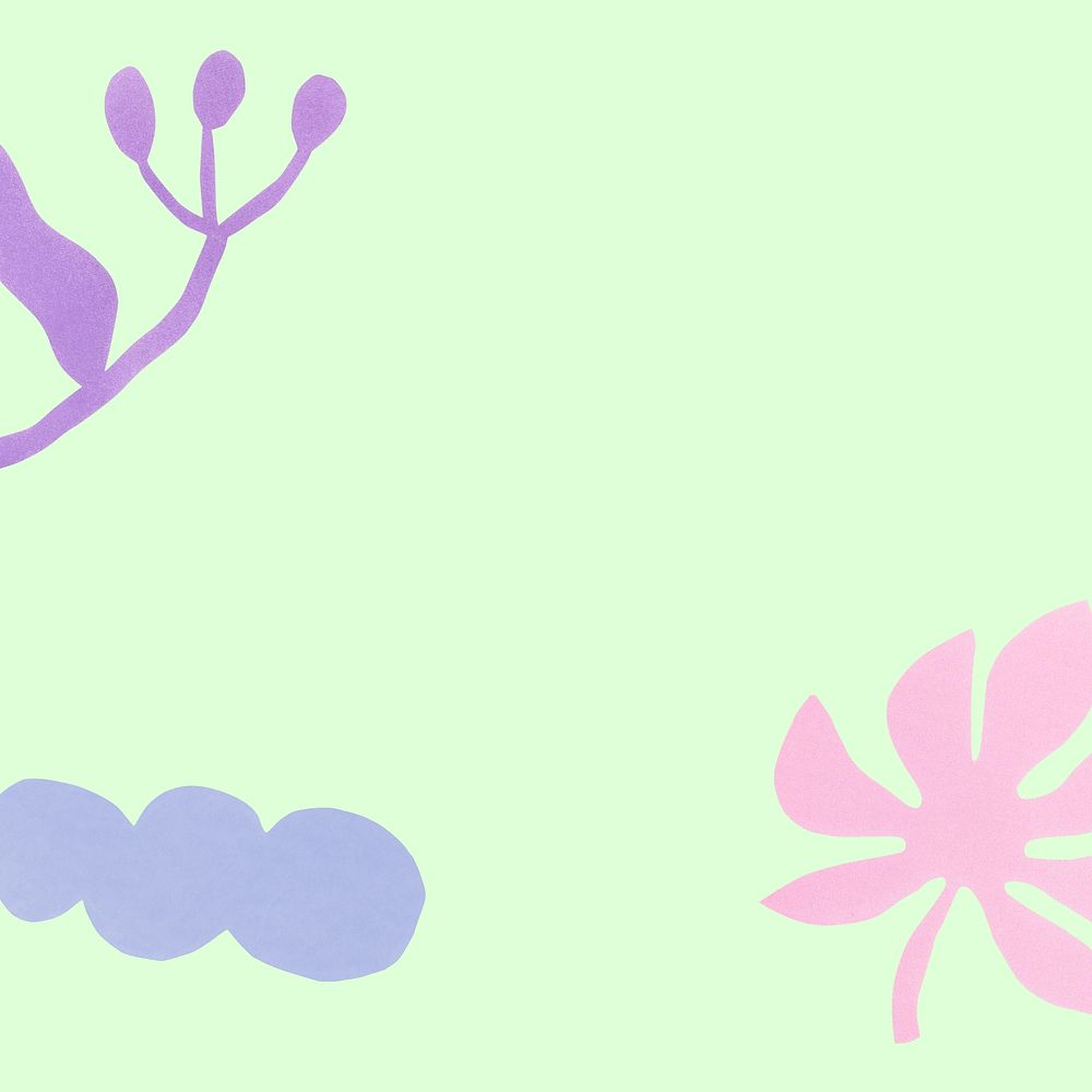 Pastel green paper background with plant doodles design