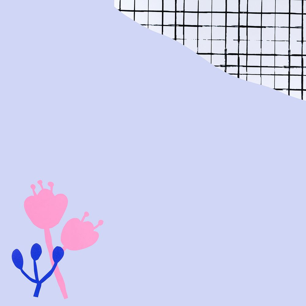 Blue background with cute flower doodle design