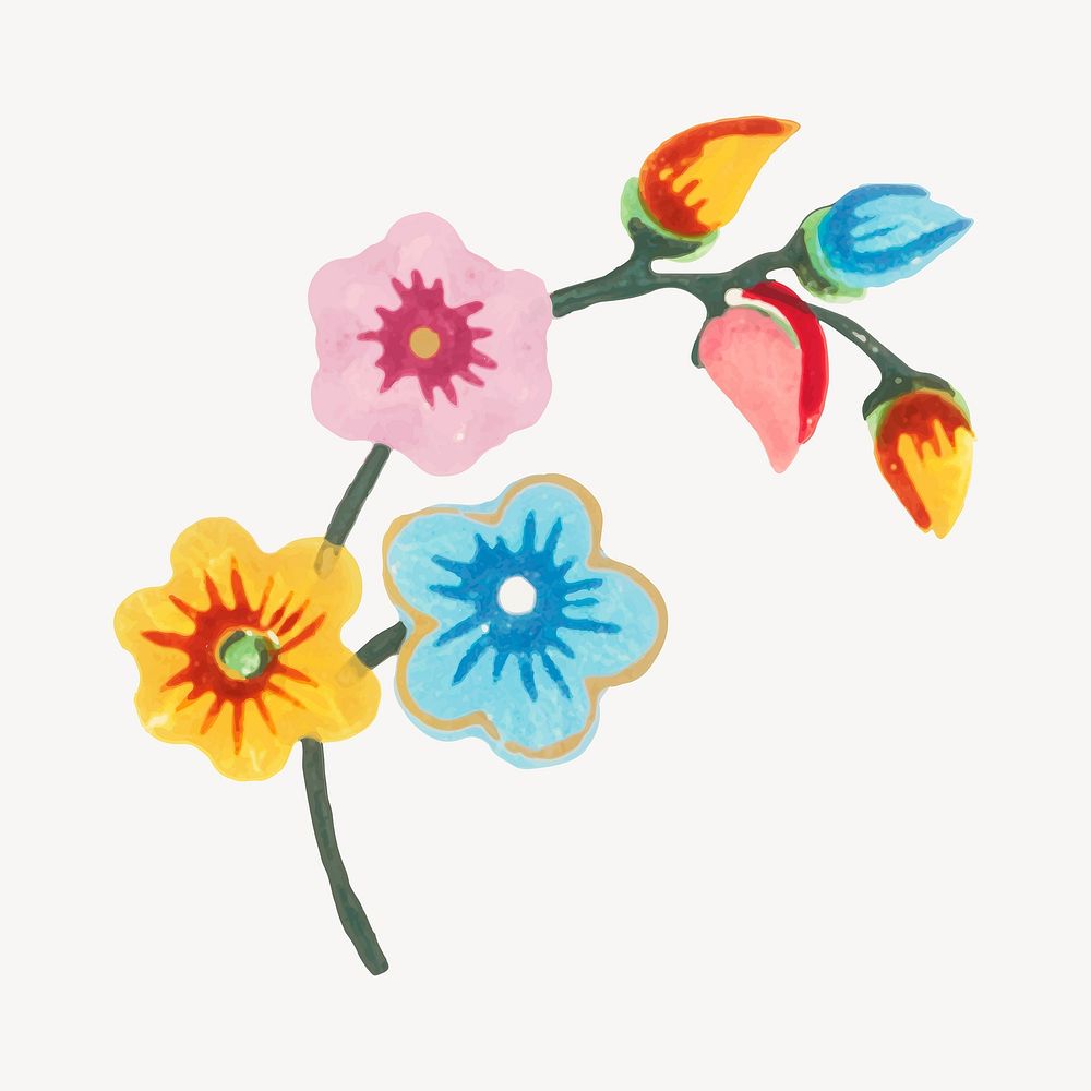 Vintage watercolor peony flower vector