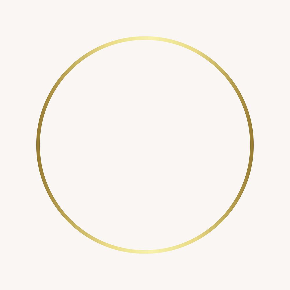 Golden round frame collage element vector