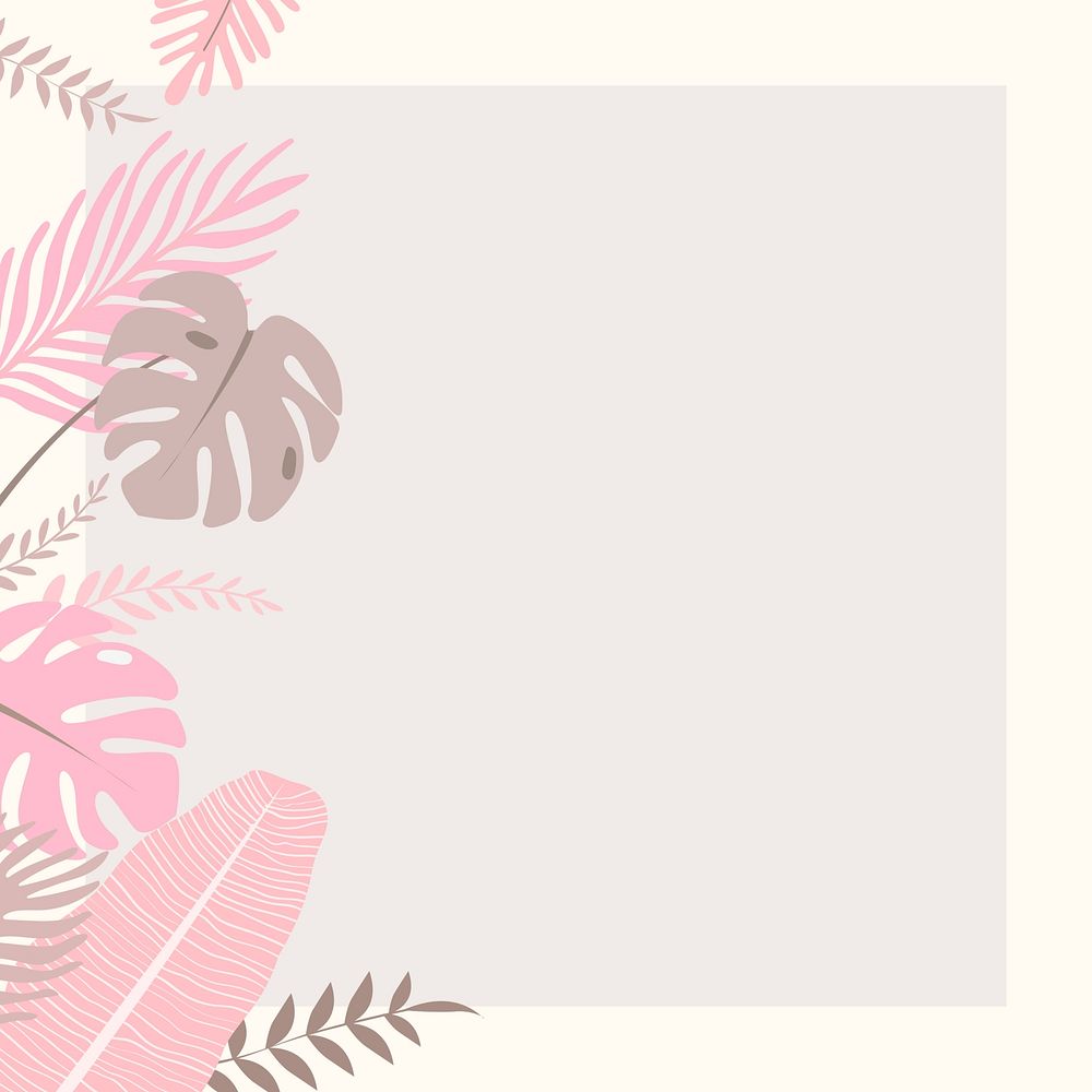 Pastel botanical tropical leaves frame, cream design