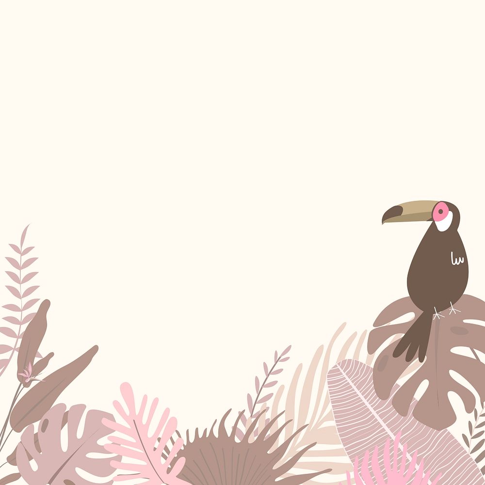 Pastel pink botanical bird border, cream design