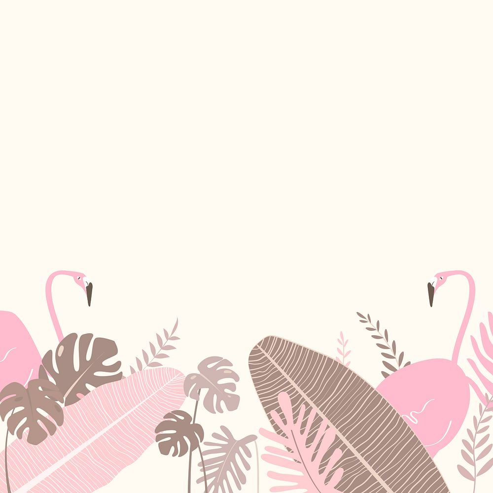 Pastel pink botanical flamingo border, cream design