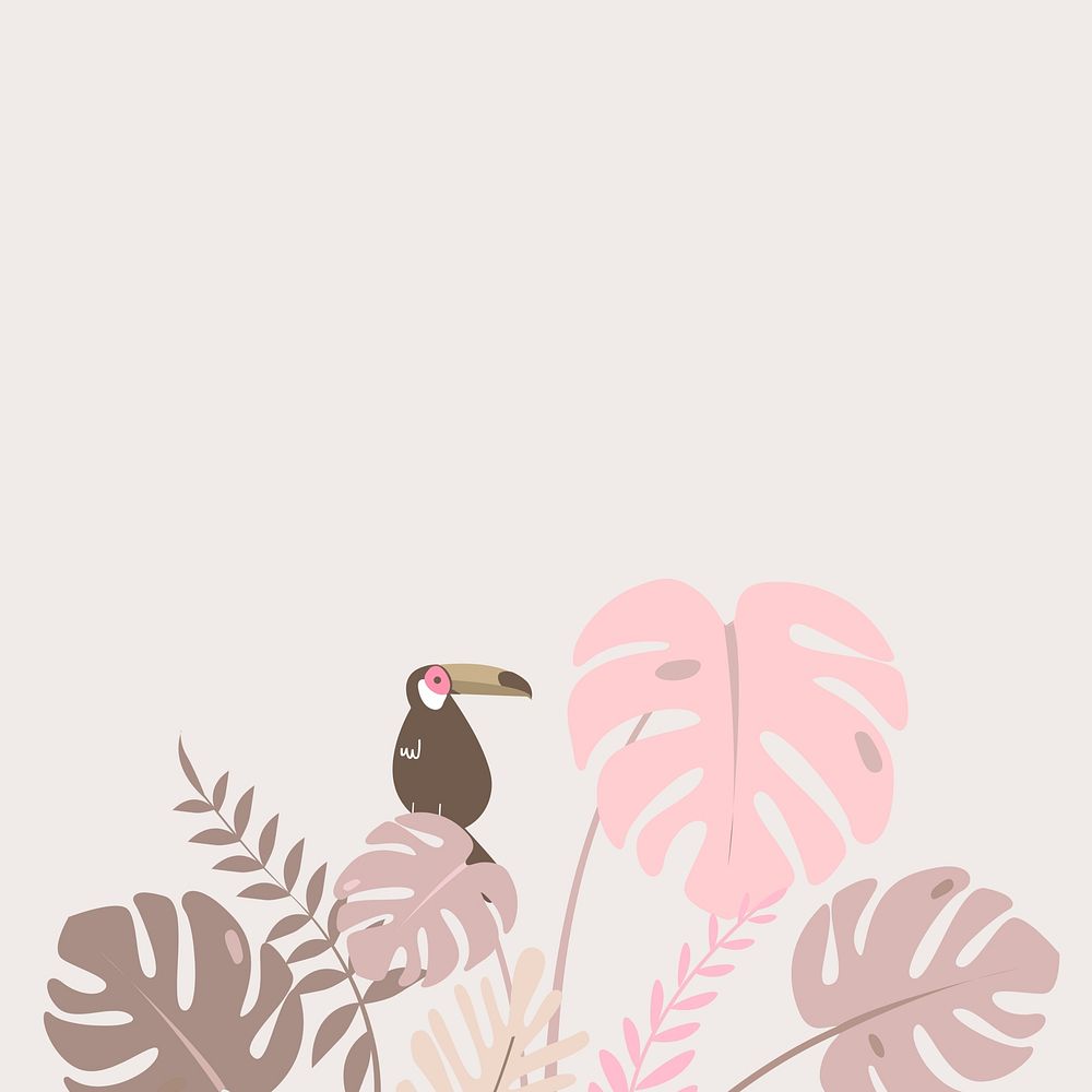 Pastel pink tropical toucan border, beige design