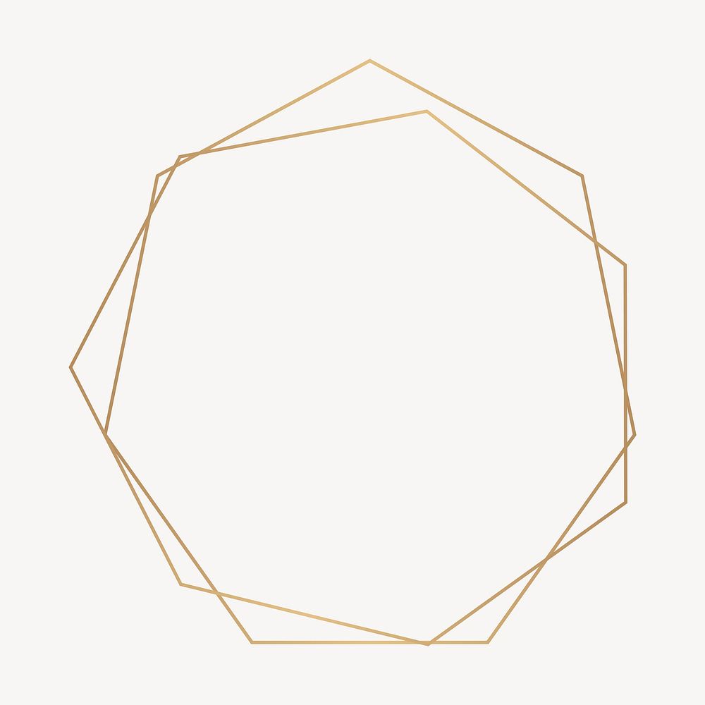 Hexagonal gold frame vector