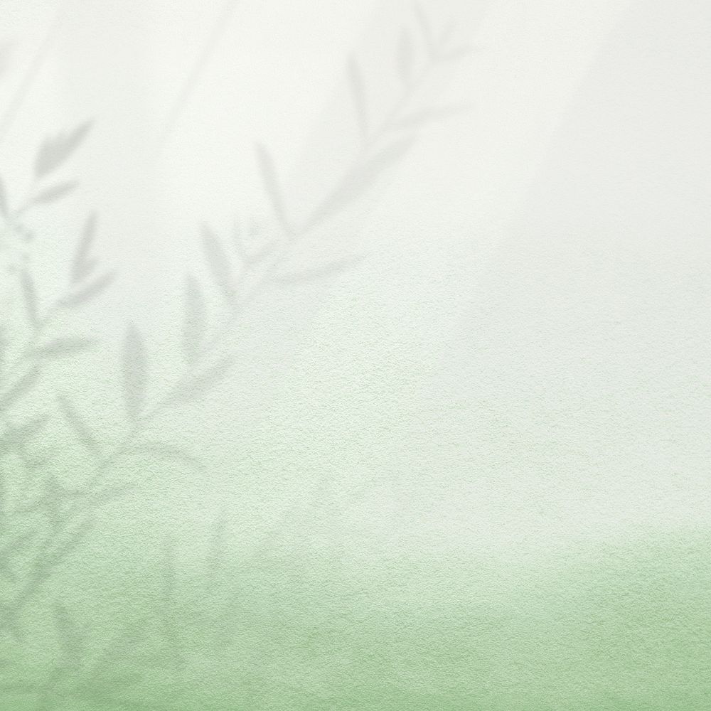 Green gradient aesthetic background, leaf branch border