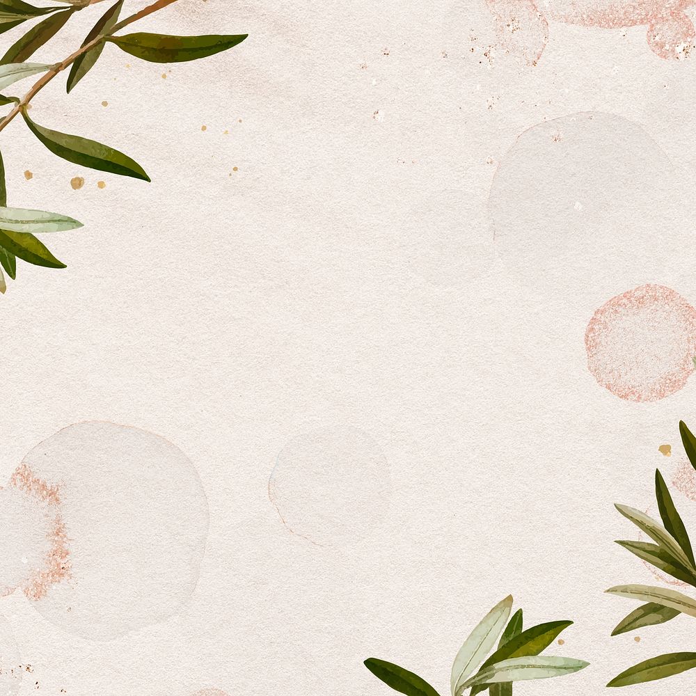 Aesthetic botanical border background, beige textured design