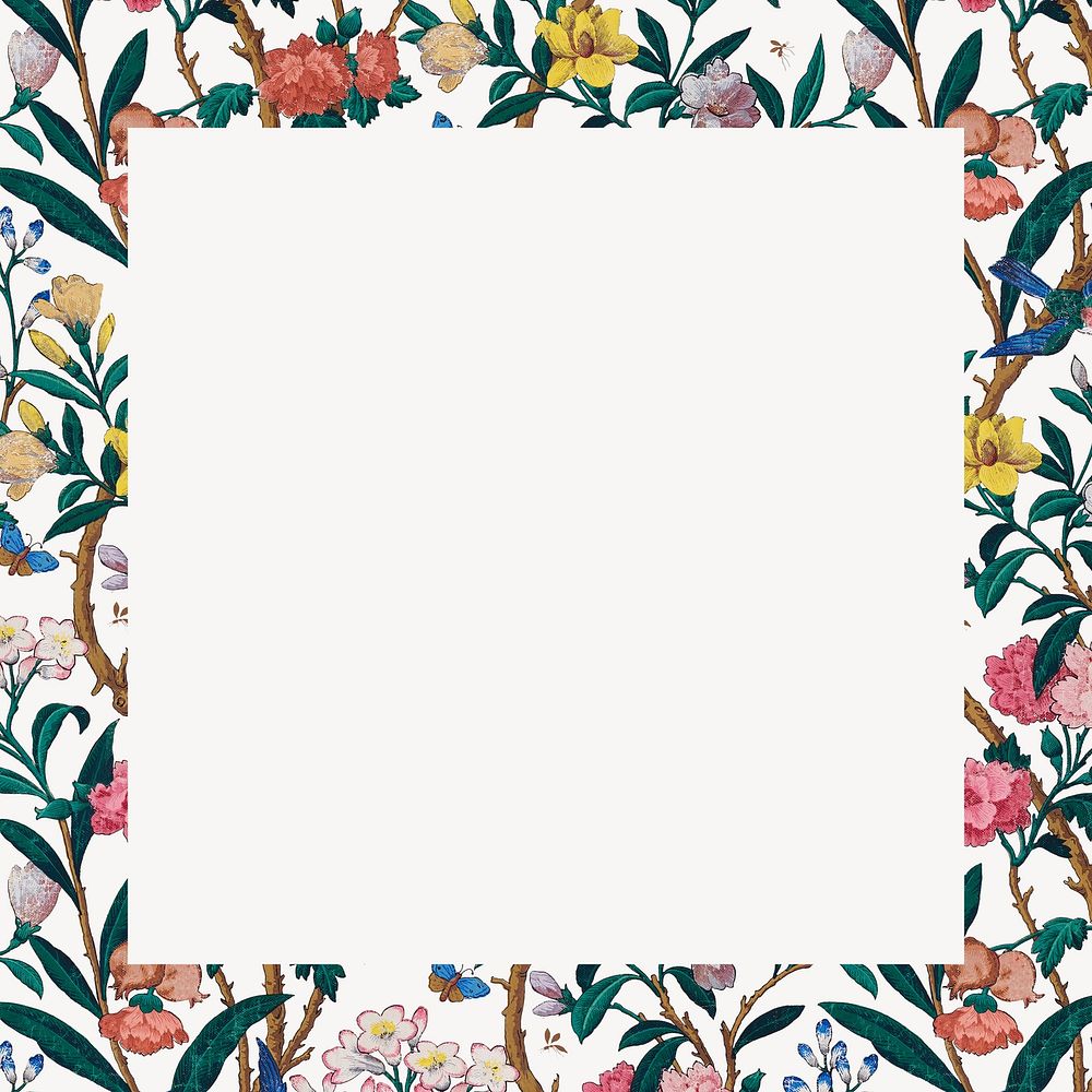 Spring flowers frame background, beige vintage design