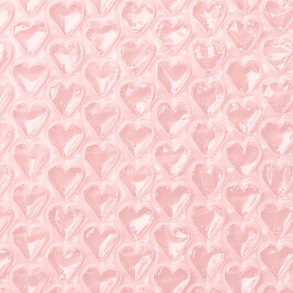 Plastic heart patterned background, cute pink design
