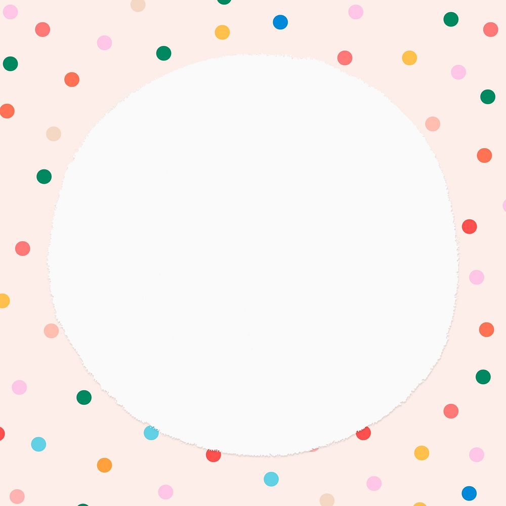 Polka dot frame background, pink pastel design