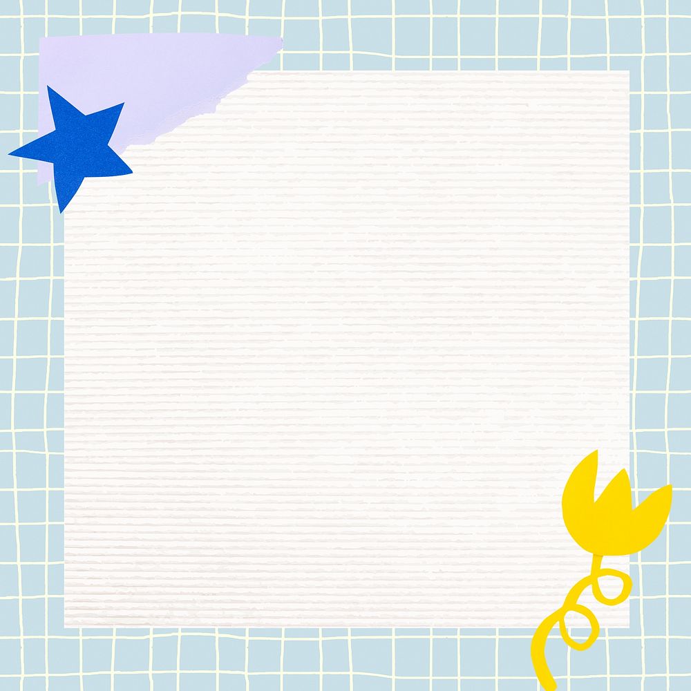 Blue grid frame background, cute pastel design