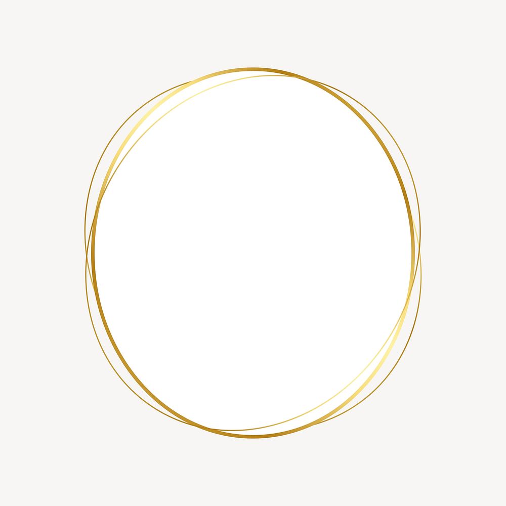 Oval gold frame, geometric shape vector